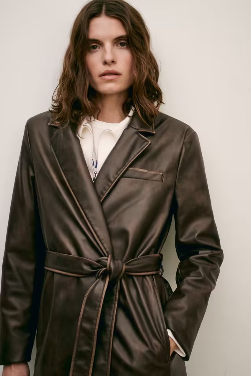 COCU - Women's Long Brown Leather Coat