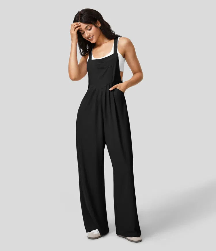 Ella | Adjustable Strap Plicated Waffle Casual Overalls