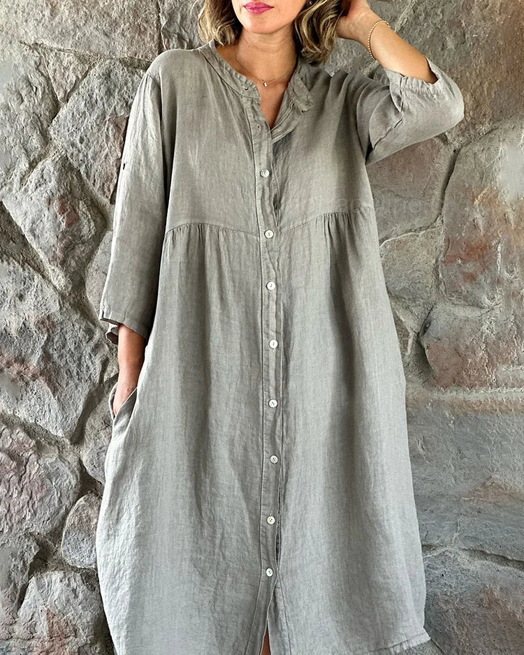 Helen - Casual Cotton Linen Loose Dress