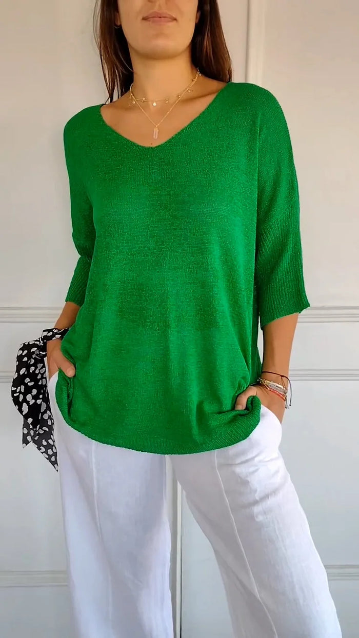 Aurora - Comfortable Knitted V-neck Top