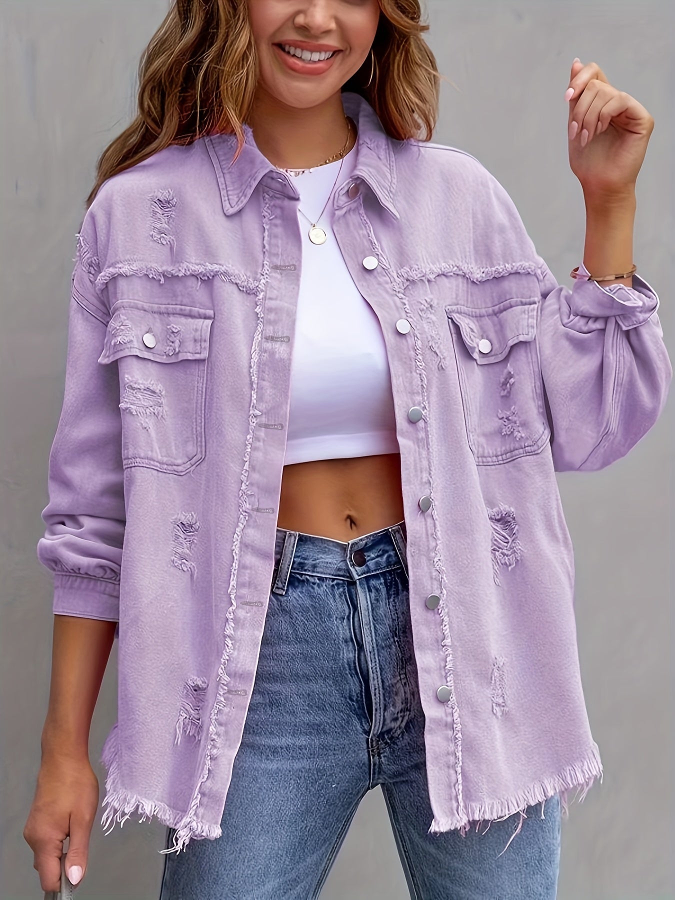 Alice - Ripped Oversized Denim Jacket