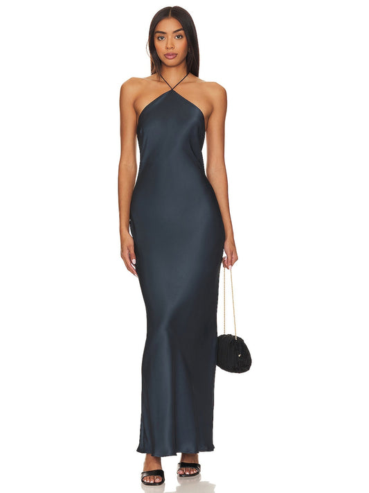 Silk Sheath Halter Sleeveless-Dress-GD101844