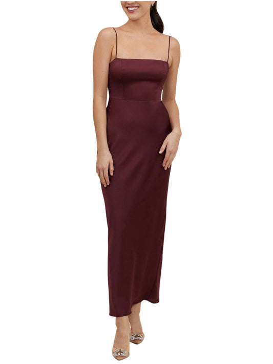 Stretch Satin A-Line Cowl Neck Sleeveless Dress-GD101871