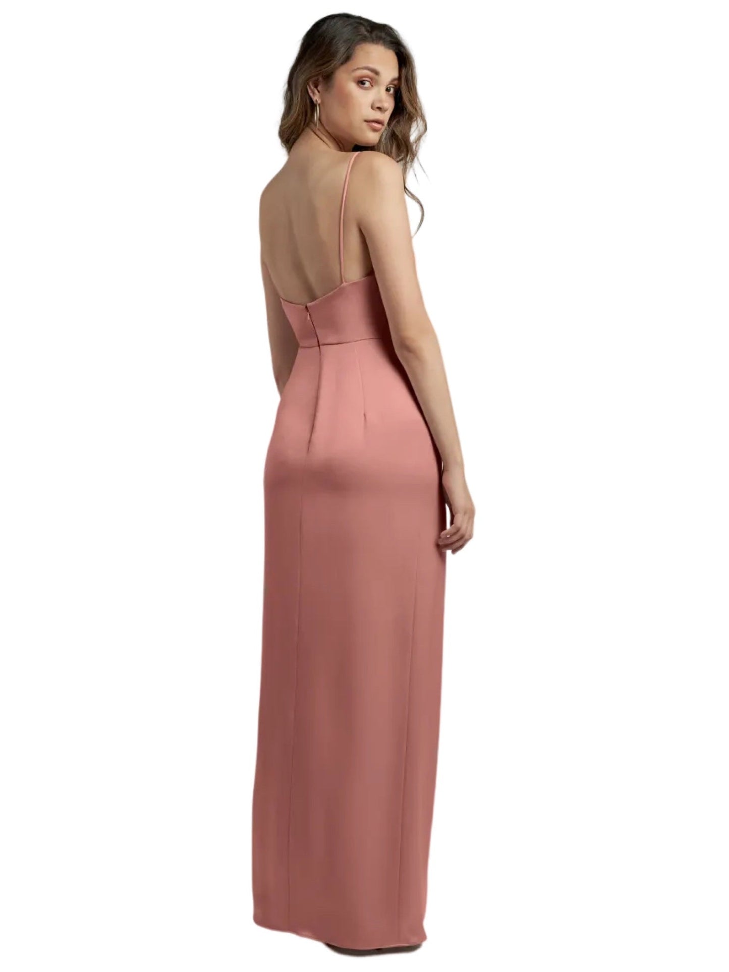 Stretch Satin Column Boat Neck Sleeveless Dress-GD101880