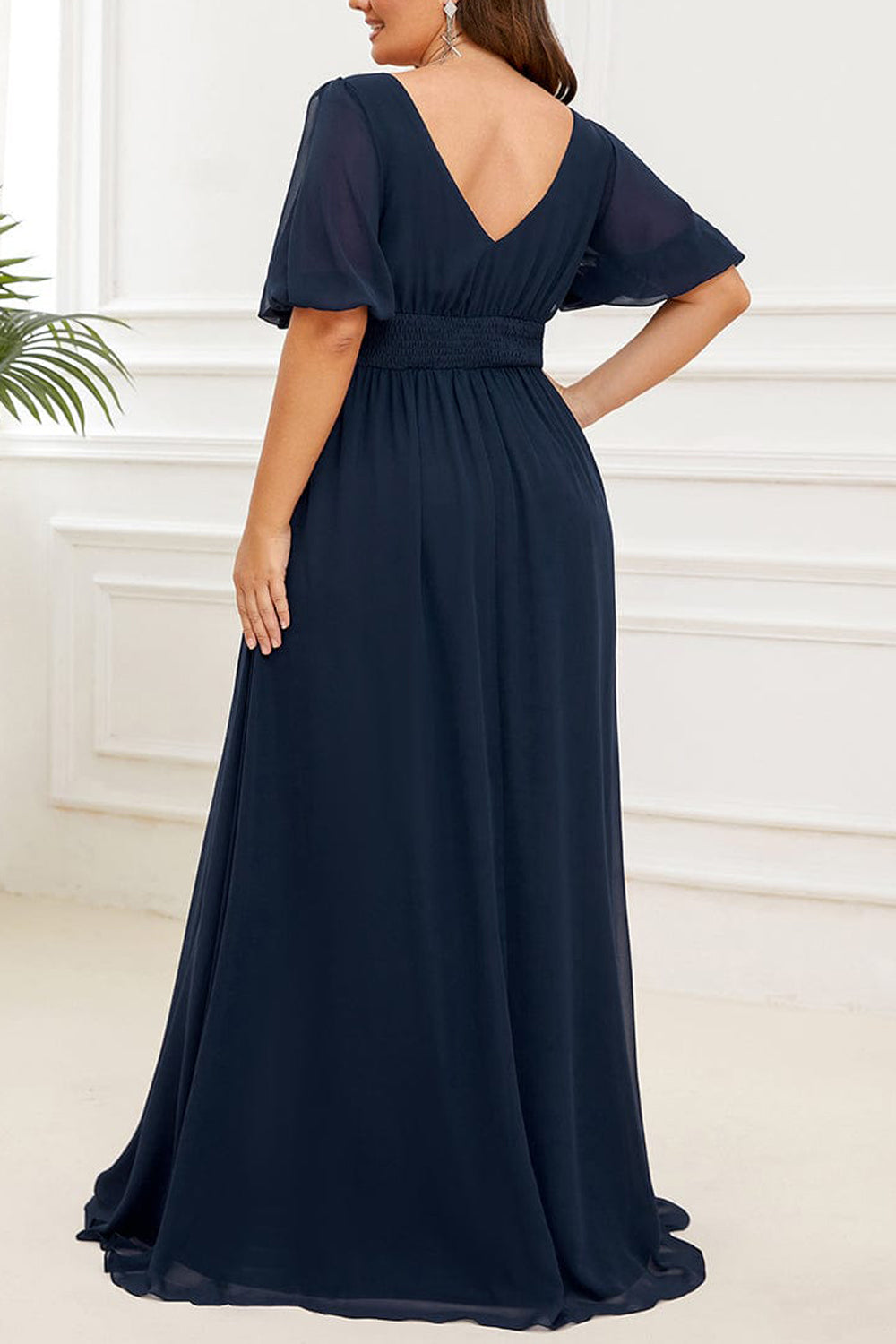 Chiffon A-Line Dipped Half Sleeves Dress-GD101883