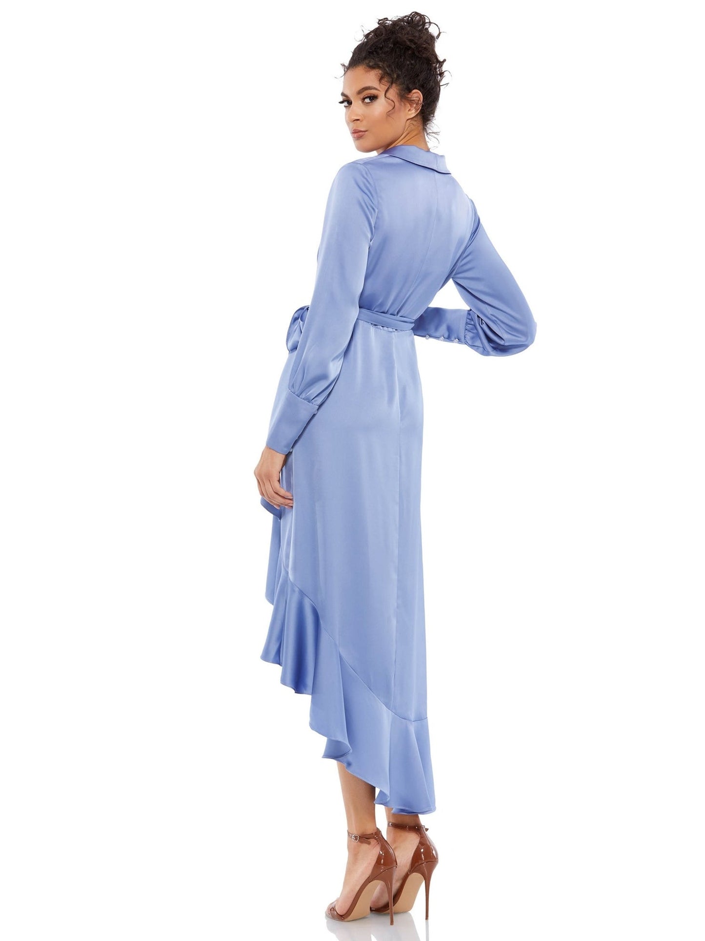 Satin Column V-Neck Long Sleeves-Dress-GD101913