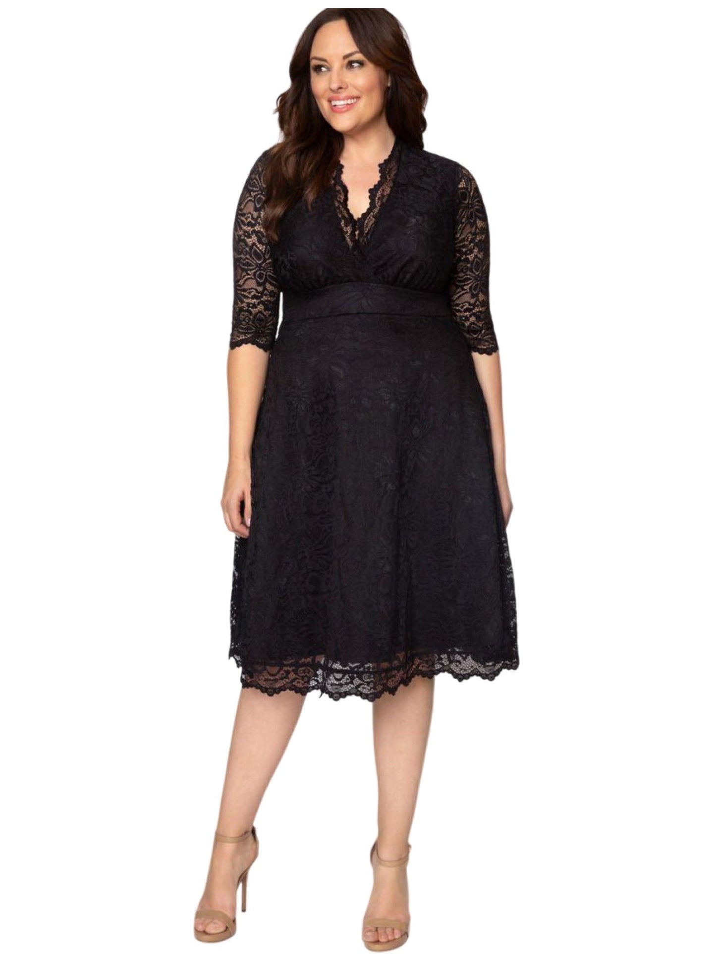 Lace A-Line V-Neck Half Sleeves Dress-GD101922