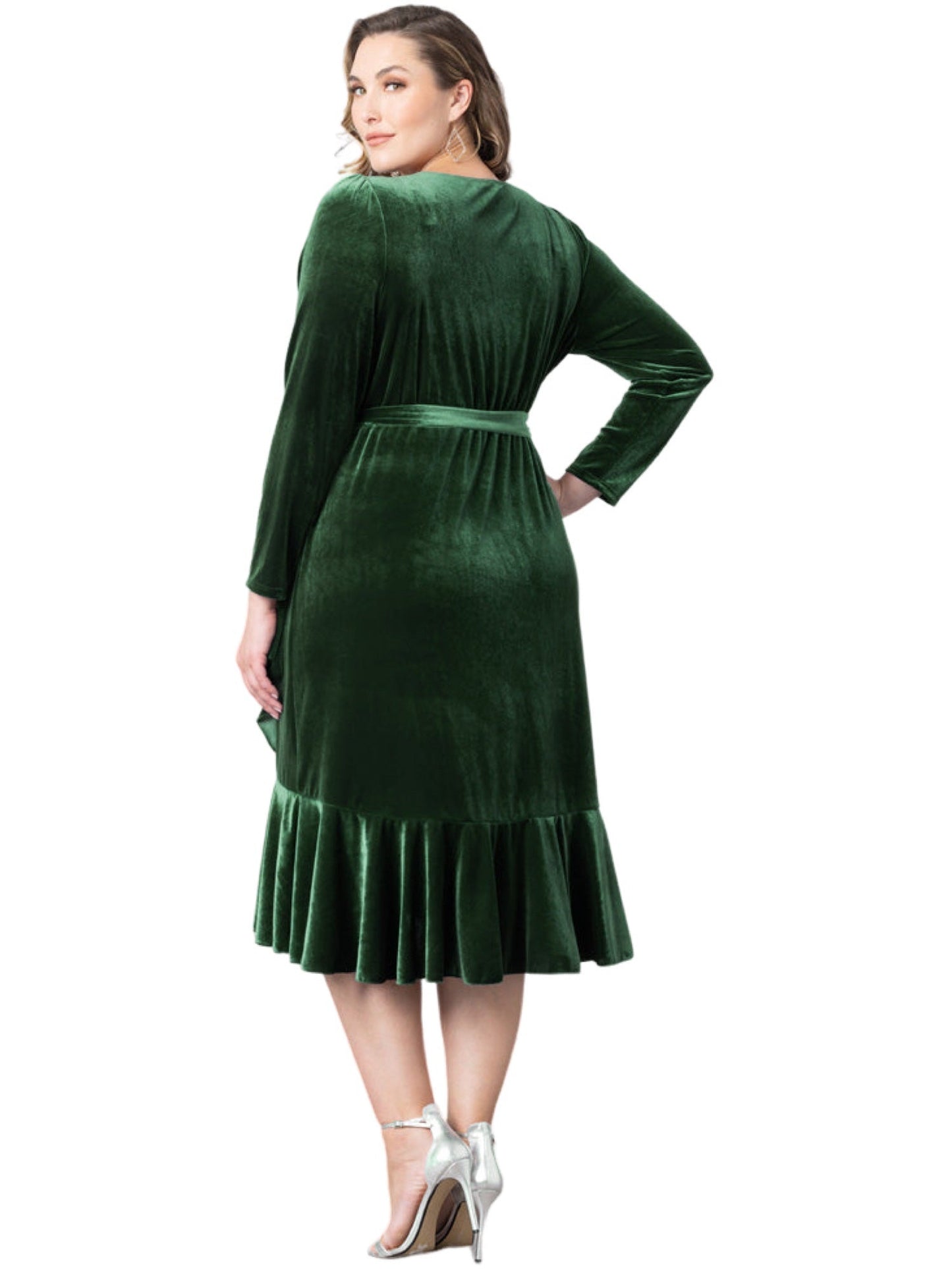 Velvet A-Line V-Neck Long Sleeves-Dress-GD101924