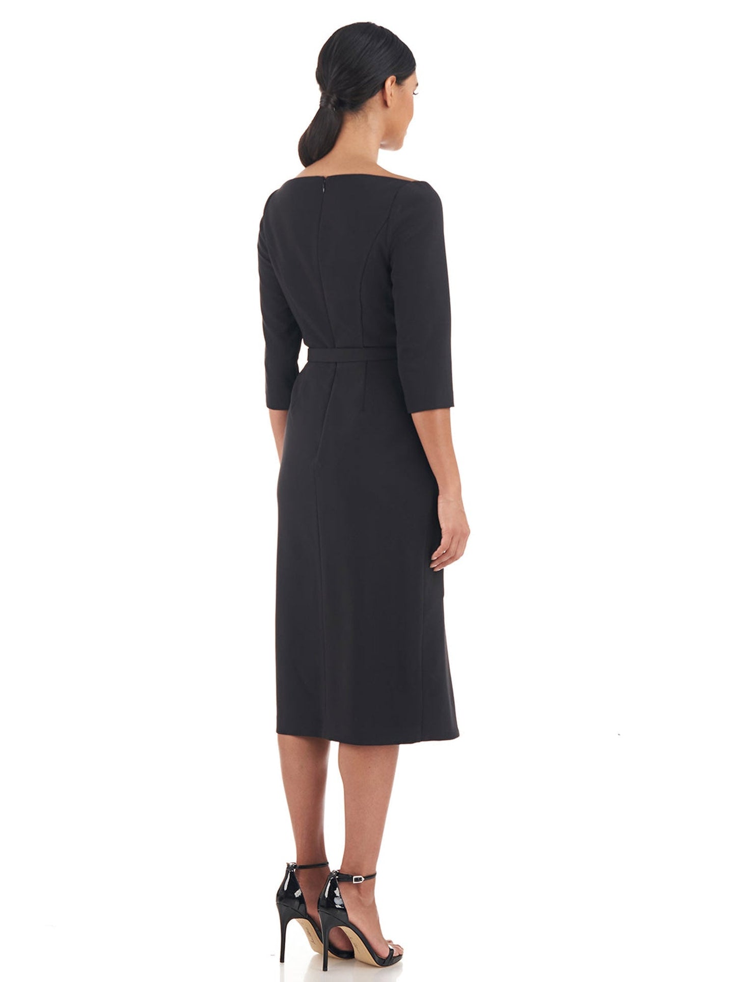 Ruched Surplice Column V-Neck Half Sleeves-Dress-GD101940