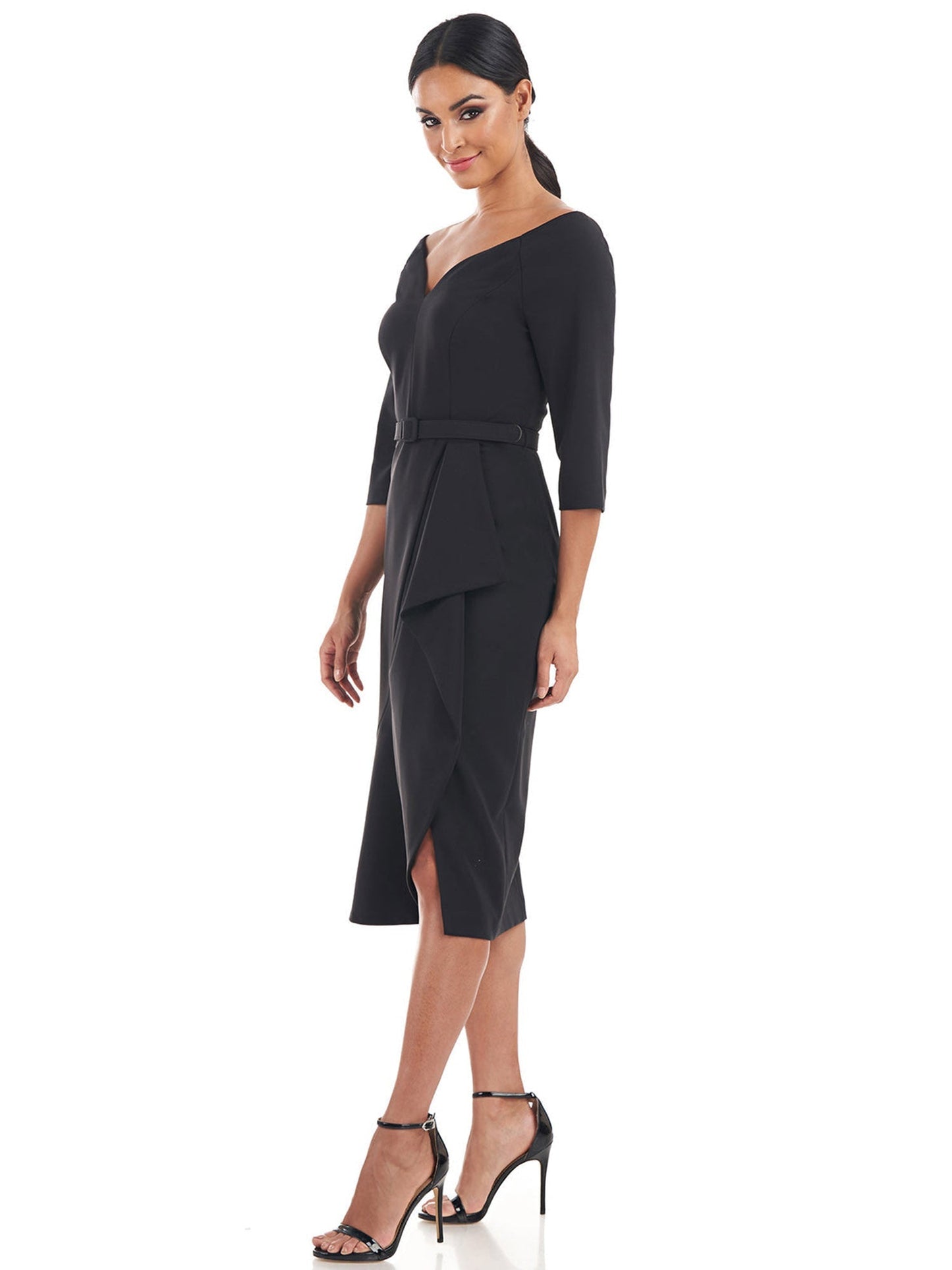 Ruched Surplice Column V-Neck Half Sleeves-Dress-GD101940