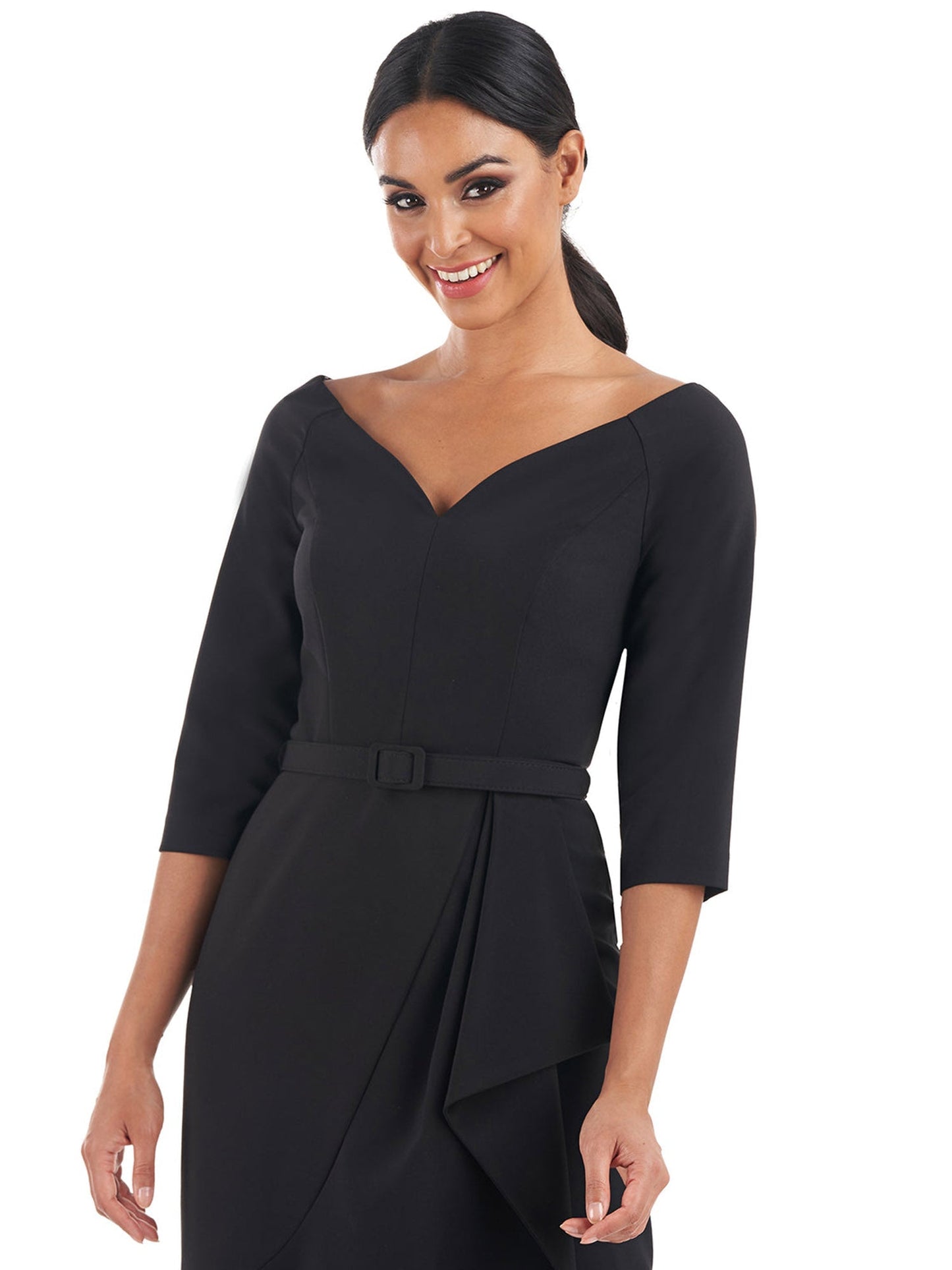 Ruched Surplice Column V-Neck Half Sleeves-Dress-GD101940