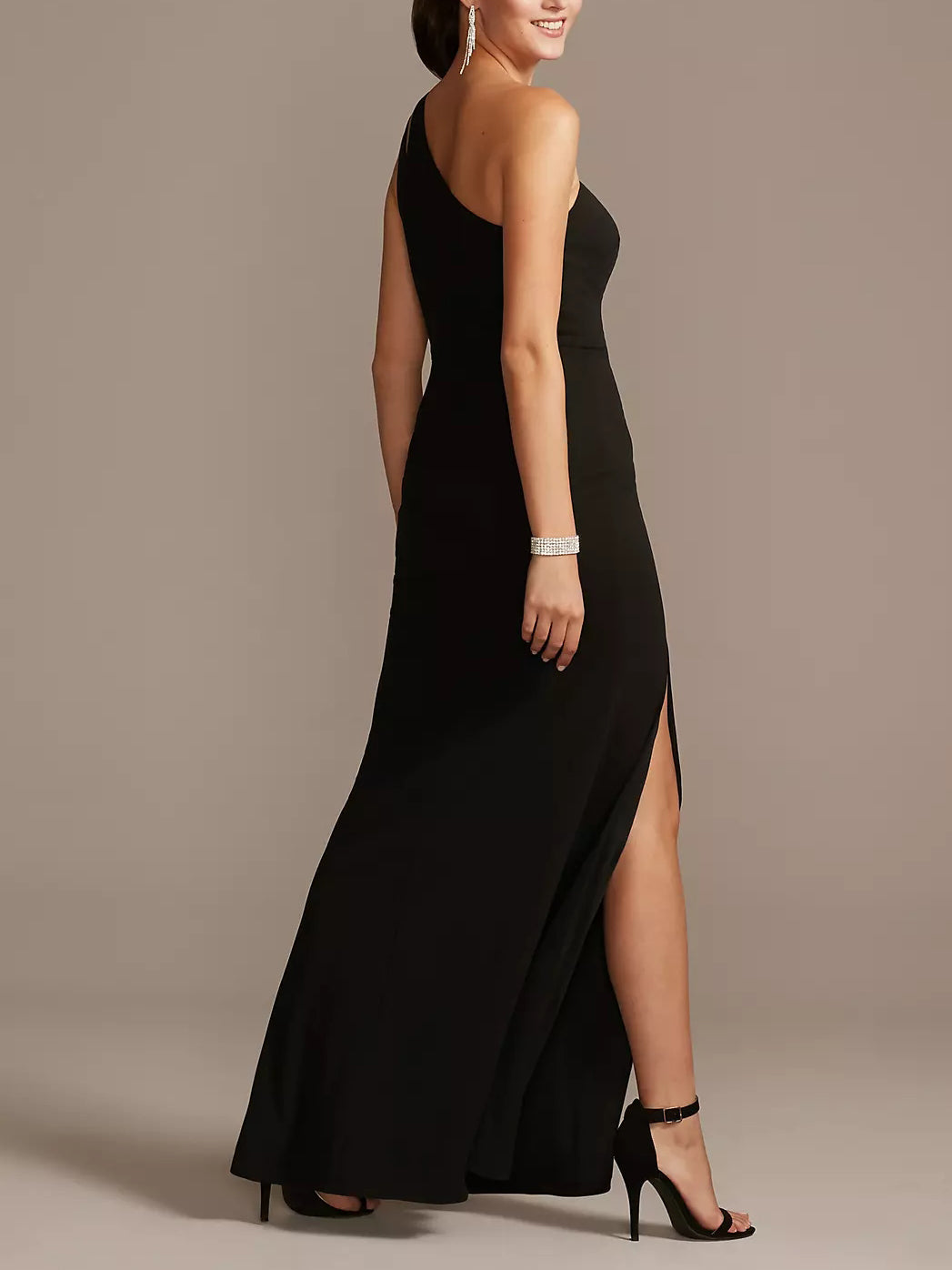 Polyester Spandex Column One Shoulder Sleeveless-Prom Dress-GD102050