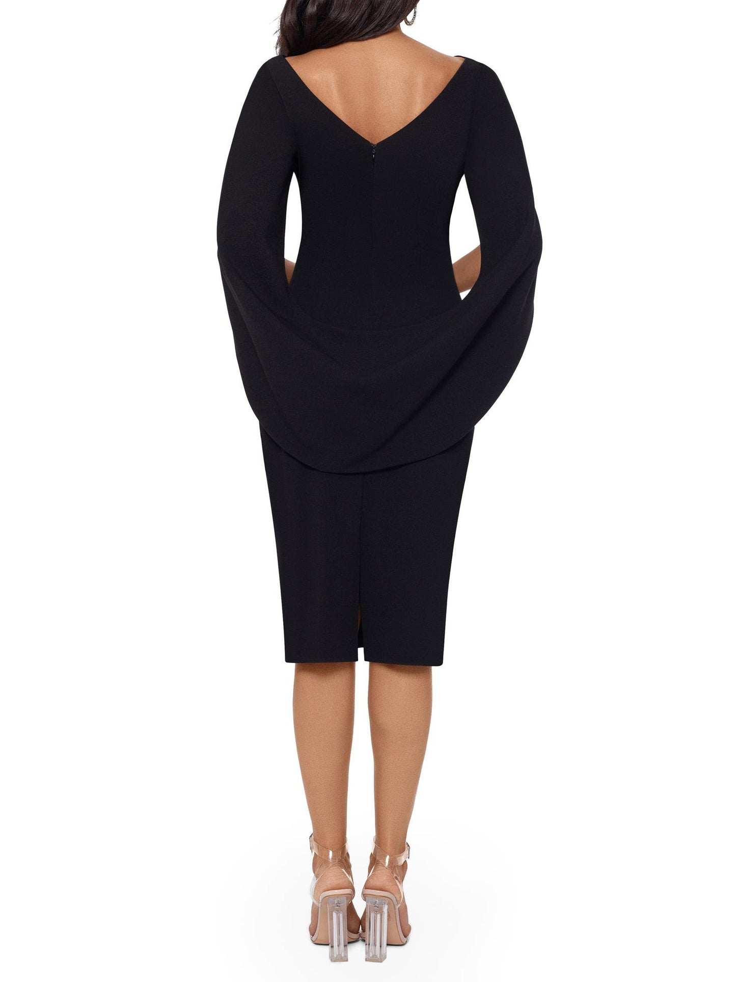 Ruched Surplice Sheath Scoop Neck 3/4 Sleeves-Dress-GD102207