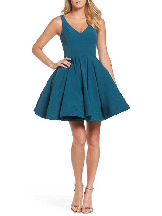 Ruched Surplice A-Line V-Neck Sleeveless Dress-GD102217