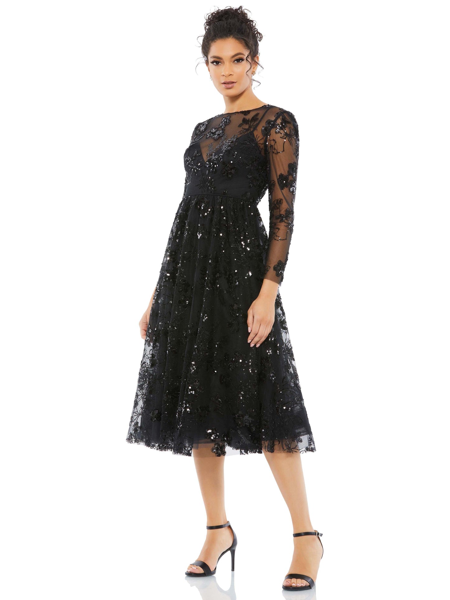 Lace A-Line Scoop Neck Long Sleeves-Dress-GD102218