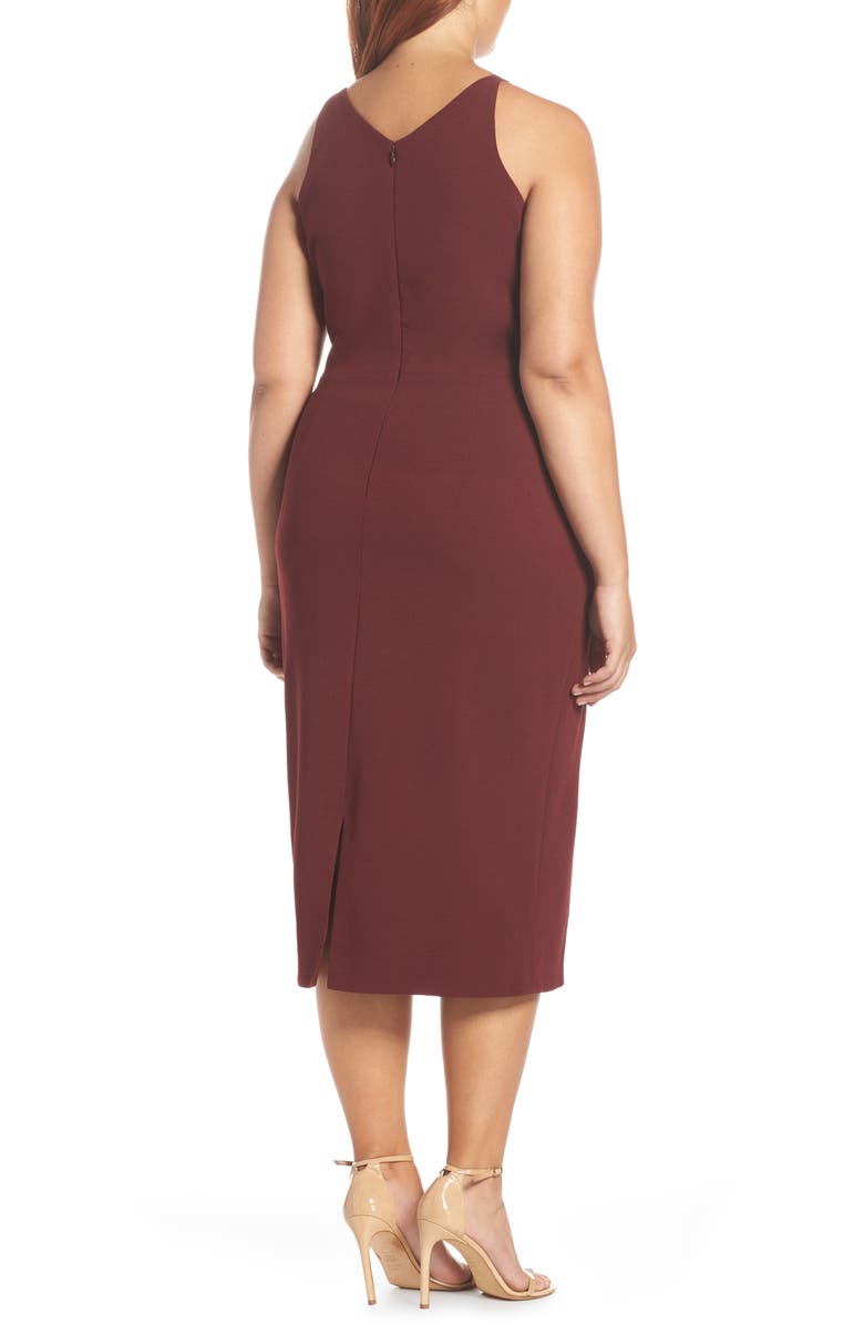 Ruched Surplice Sheath V-Neck Sleeveless Dress-GD102226