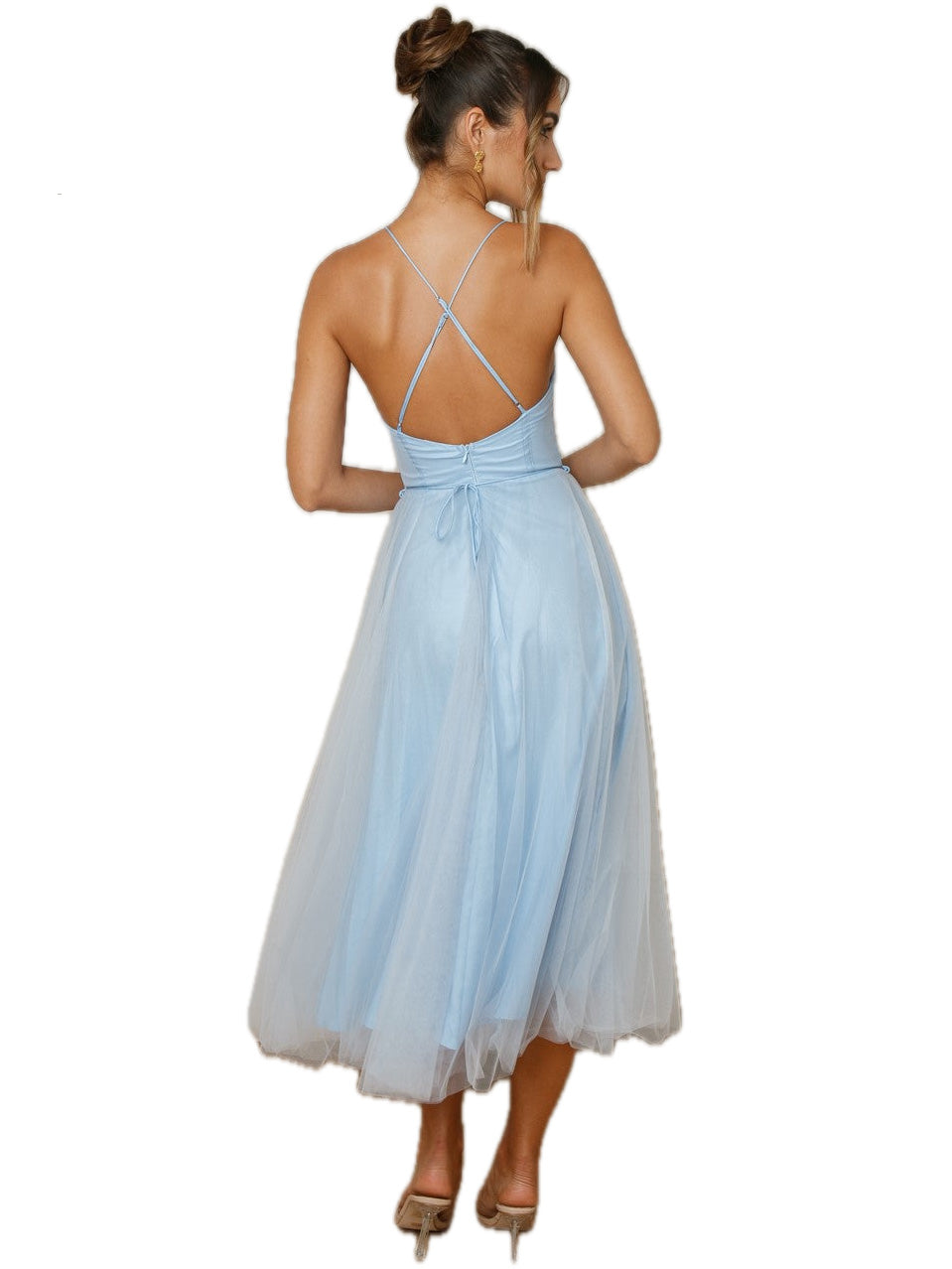 Tulle A-Line Spaghetti Straps Sleeveless Dress-GD102240