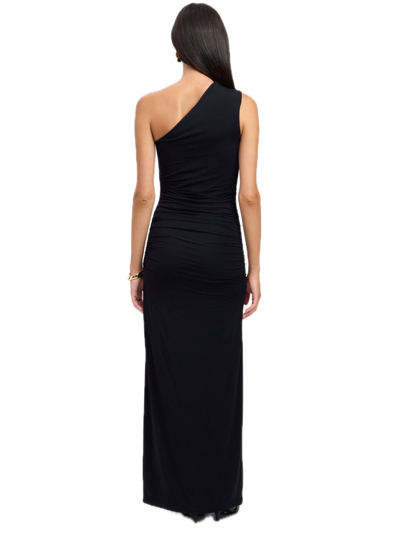 Ruched Surplice A-Line One Shoulder Sleeveless Dress-GD102244