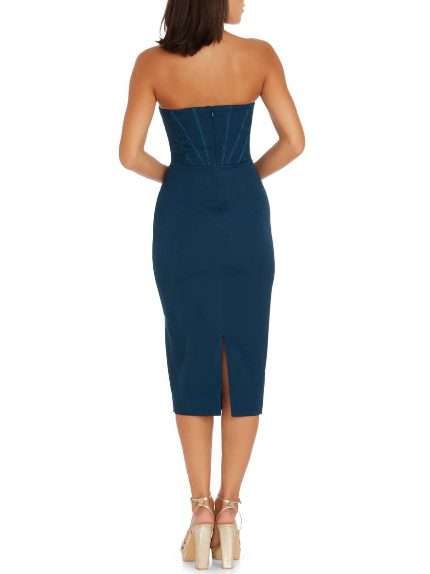 Ruched Surplice Sheath Strapless Sleeveless Dress-GD102257