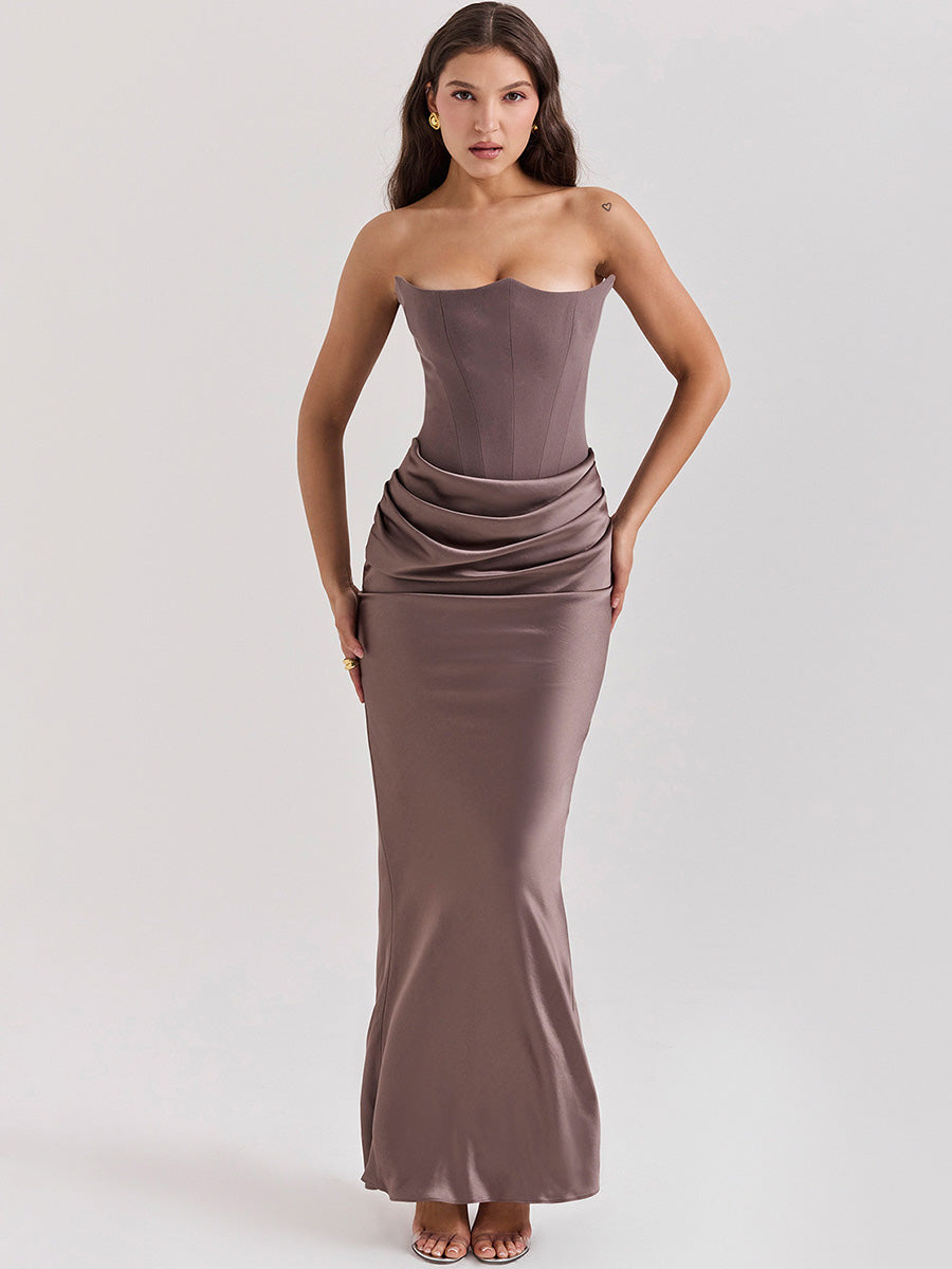 Velvet Mermaid Strapless Sleeveless Dress-GD200824