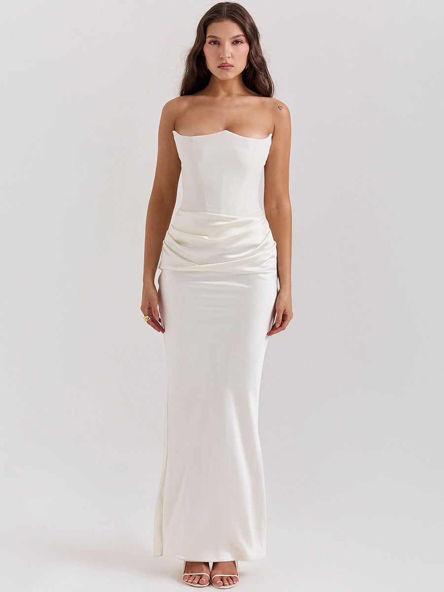 Velvet Mermaid Strapless Sleeveless Dress-GD200824