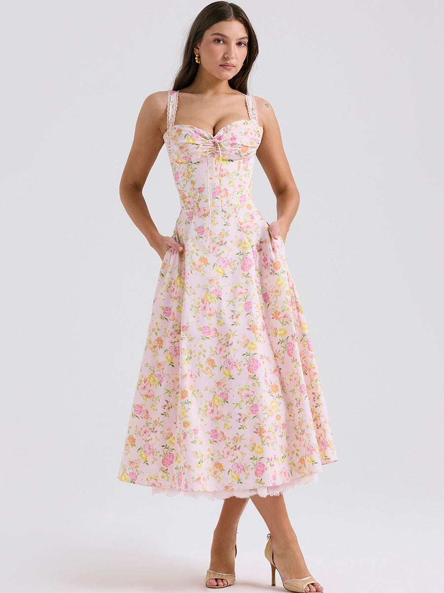 Floral A-Line Sweetheart Sleeveless Dress-GD200829