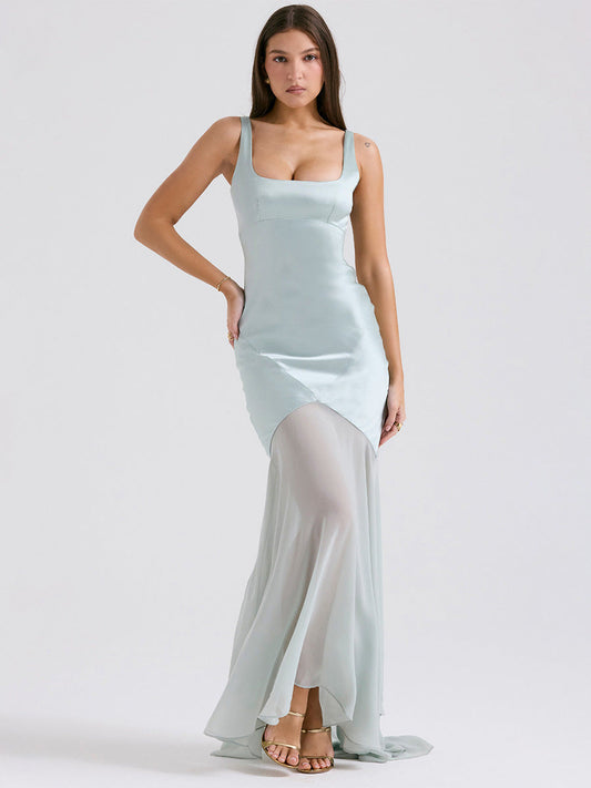 Satin Mermaid Spaghetti Straps Sleeveless Dress-GD200832