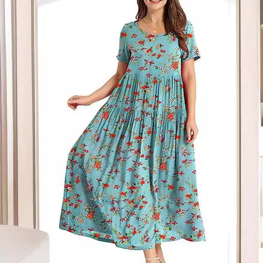 Women's Underwater World Pattern Resort Style Cotton and Linen Dress