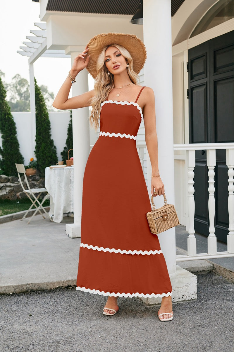 Summer Spaghetti Straps Sleeveless Backless Loose Women Dresses