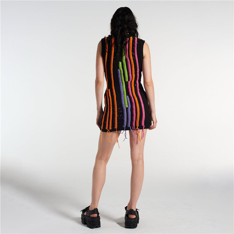 ZARLA - Knitted Mini Dress With Fringes