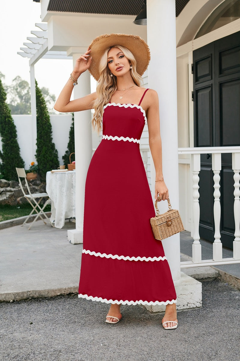 Summer Spaghetti Straps Sleeveless Backless Loose Women Dresses