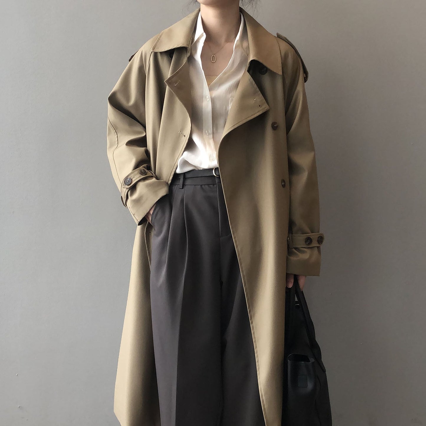 KHARI -  Double-Breasted Trench Coat