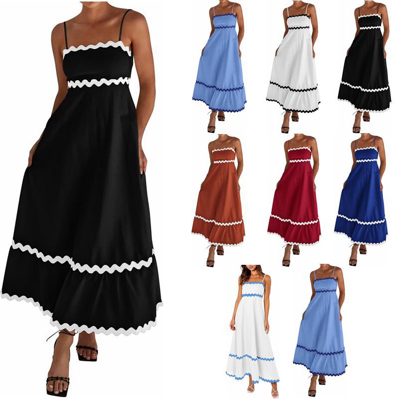 Summer Spaghetti Straps Sleeveless Backless Loose Women Dresses