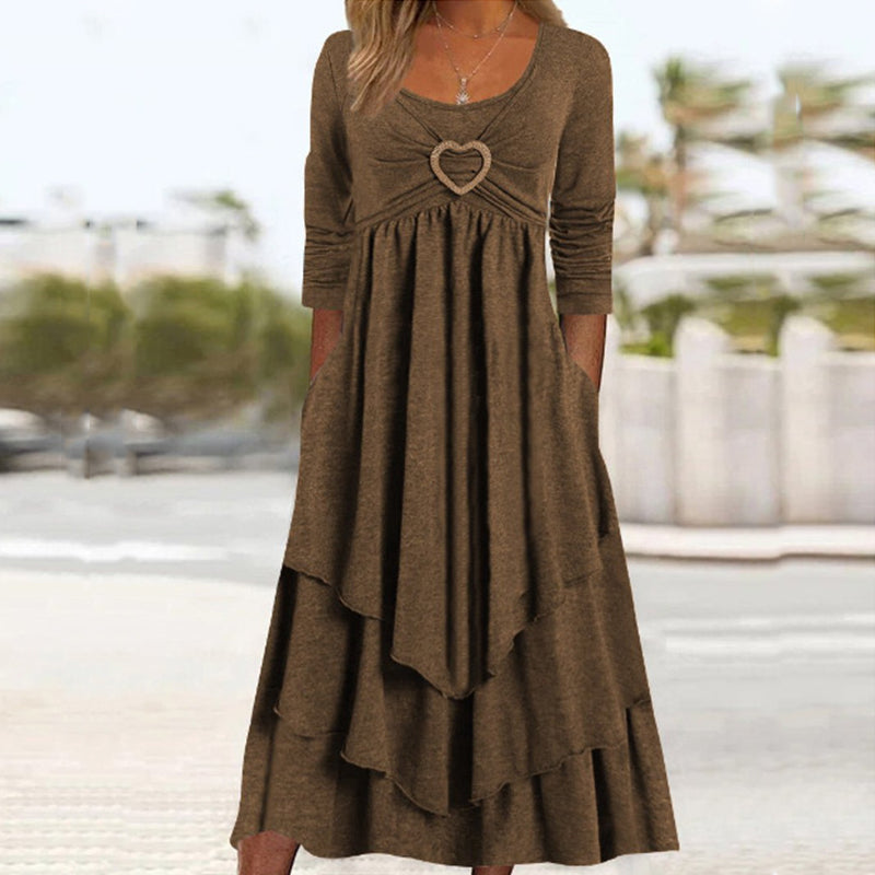 CORAL - Plain Dress With Long Sleeves