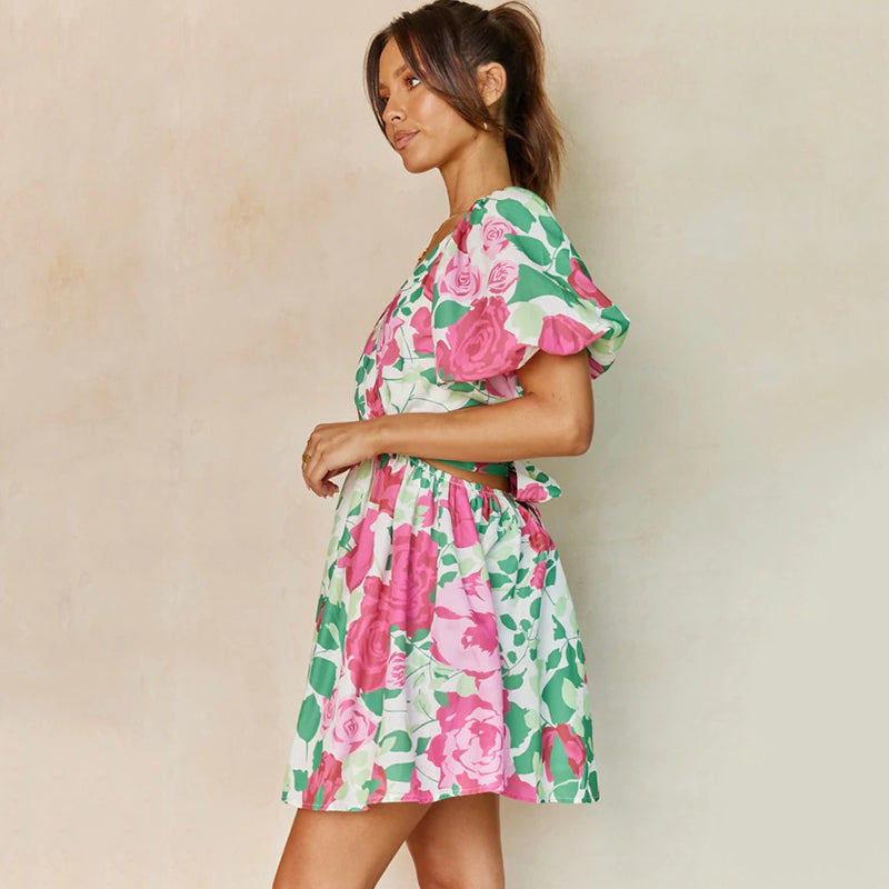 Hali - Floral V-Neck Wrap Dress