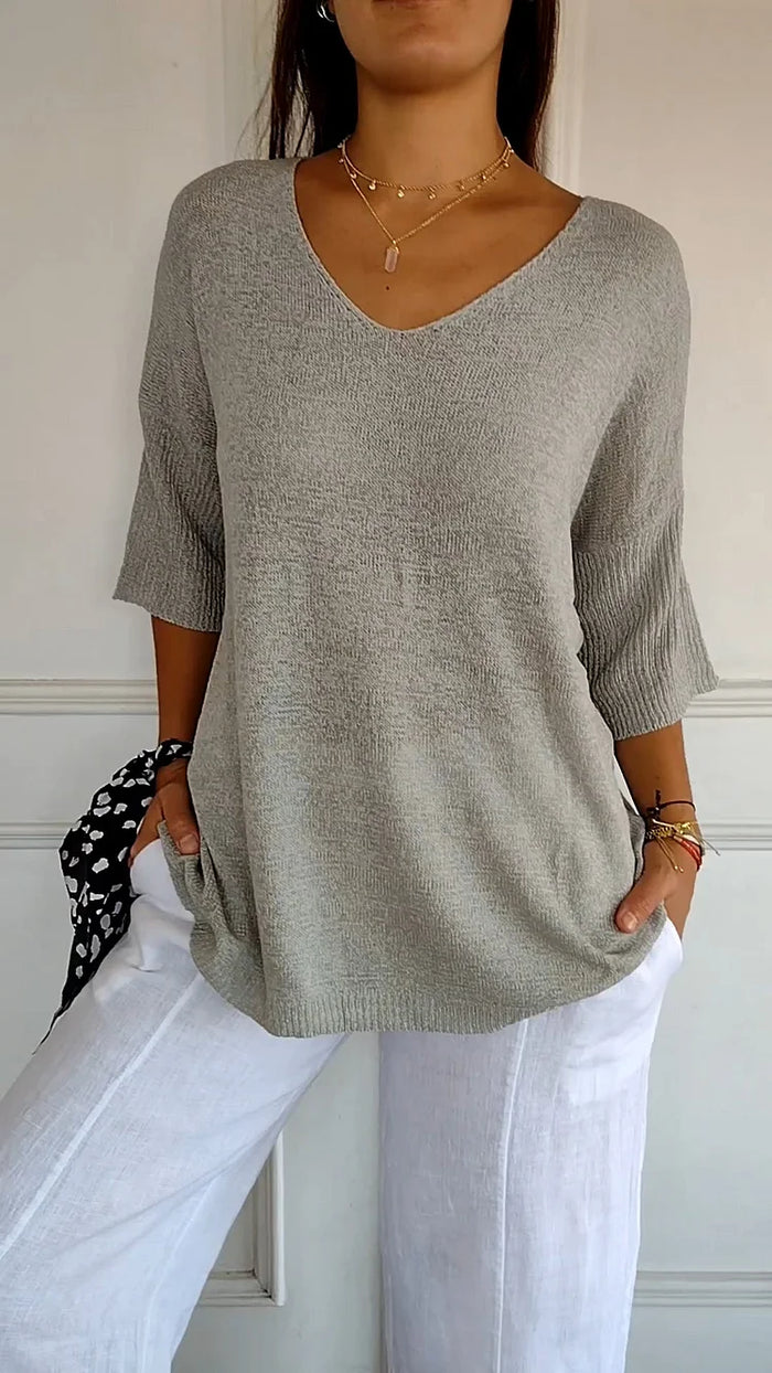 Aurora - Comfortable Knitted V-neck Top