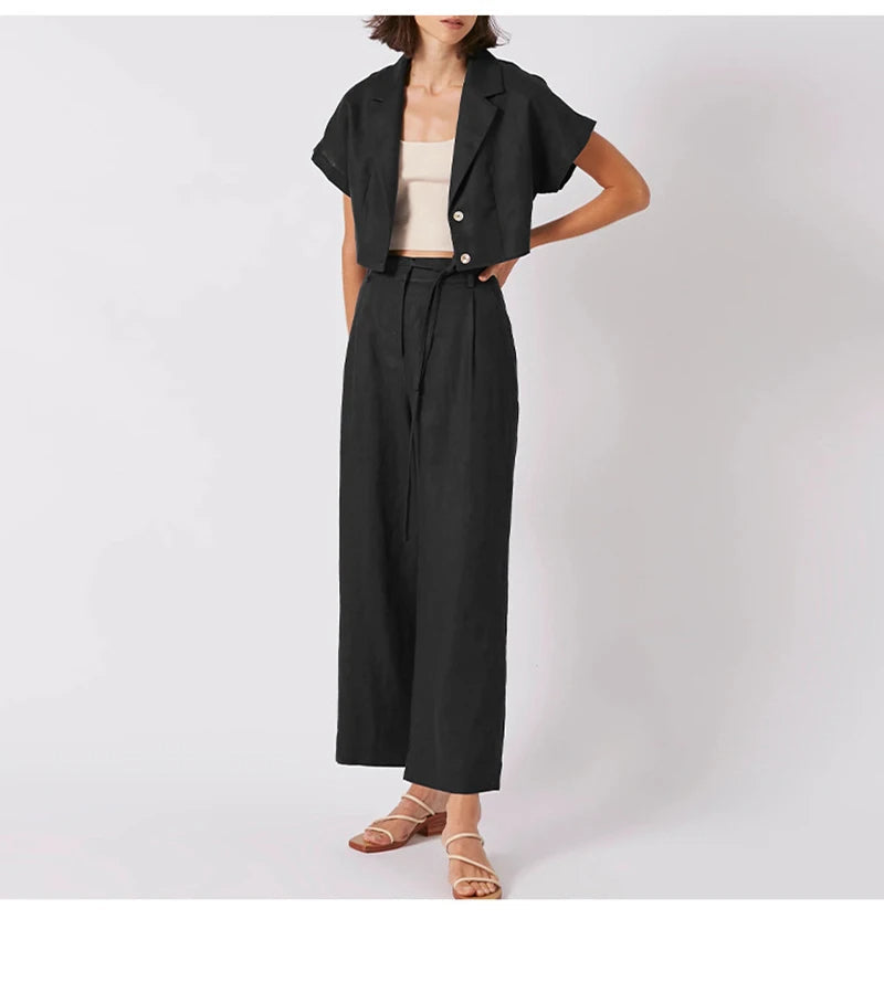 JETTA - Linen Wide-Leg Trousers