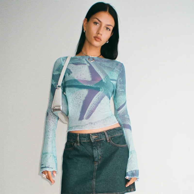 SKYLAR - Abstract Print Crop Top