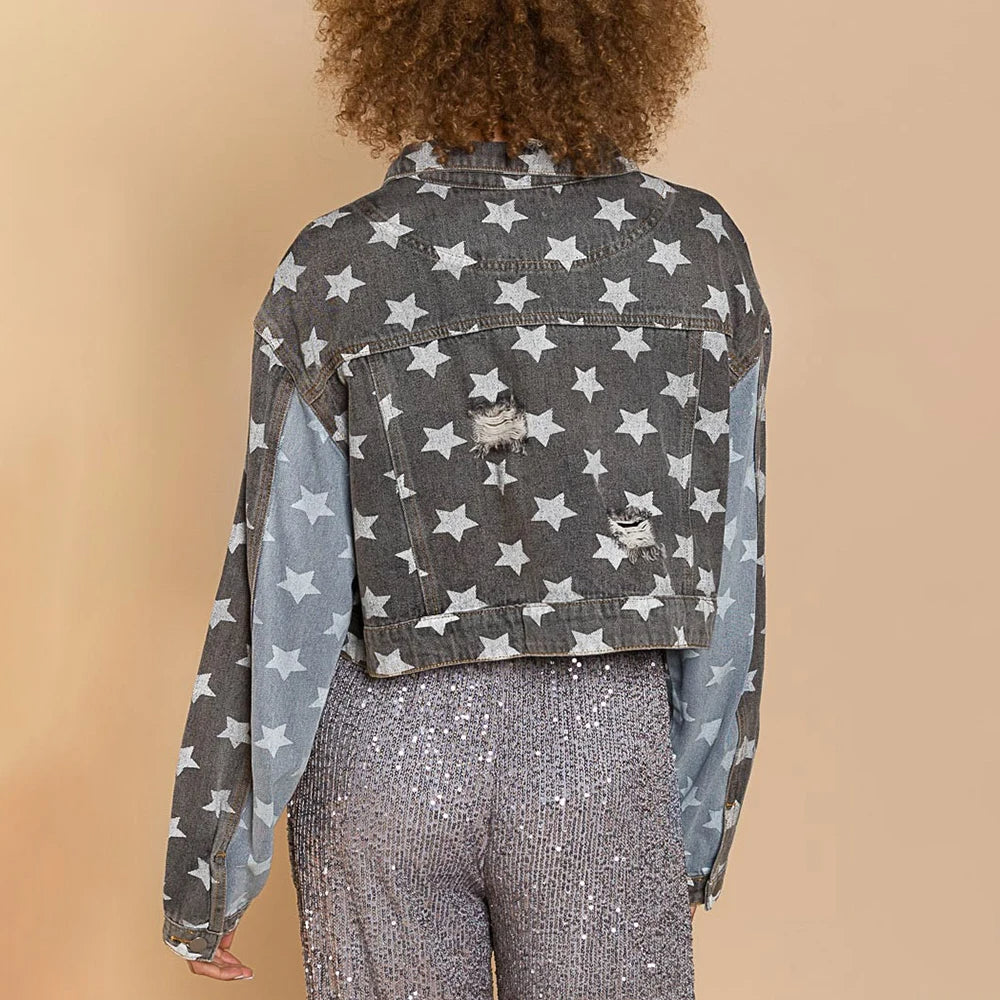 TIA - Starry Denim Cropped Jacket