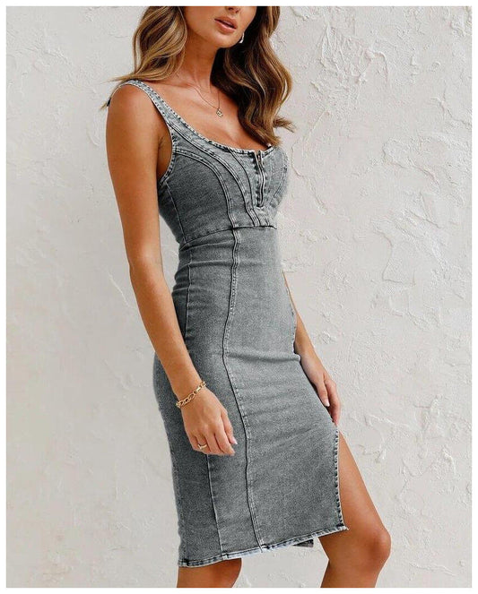 NEELI - Denim Split Dress