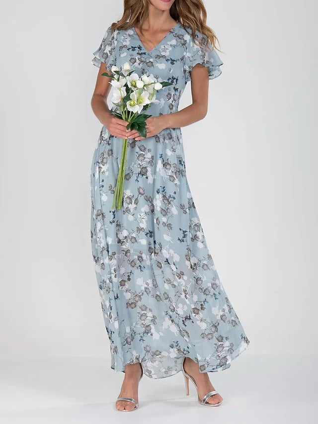 DONNA - Chiffon Floral Dress With Fringe