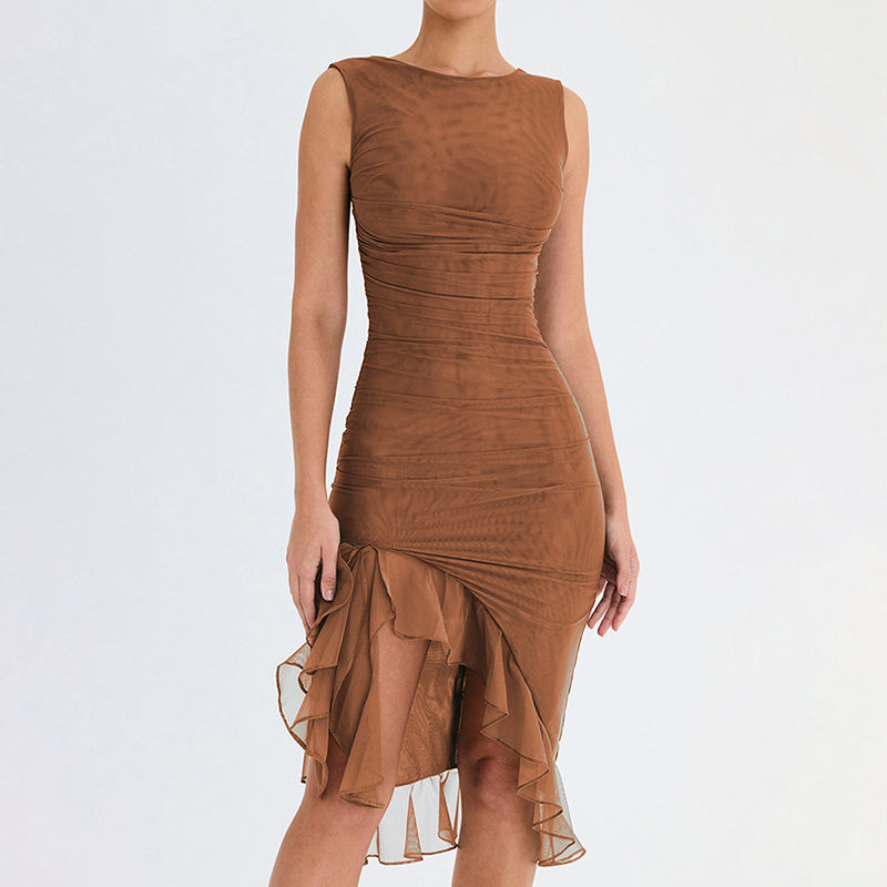 MARIAH - Midi Dress With Ruffles