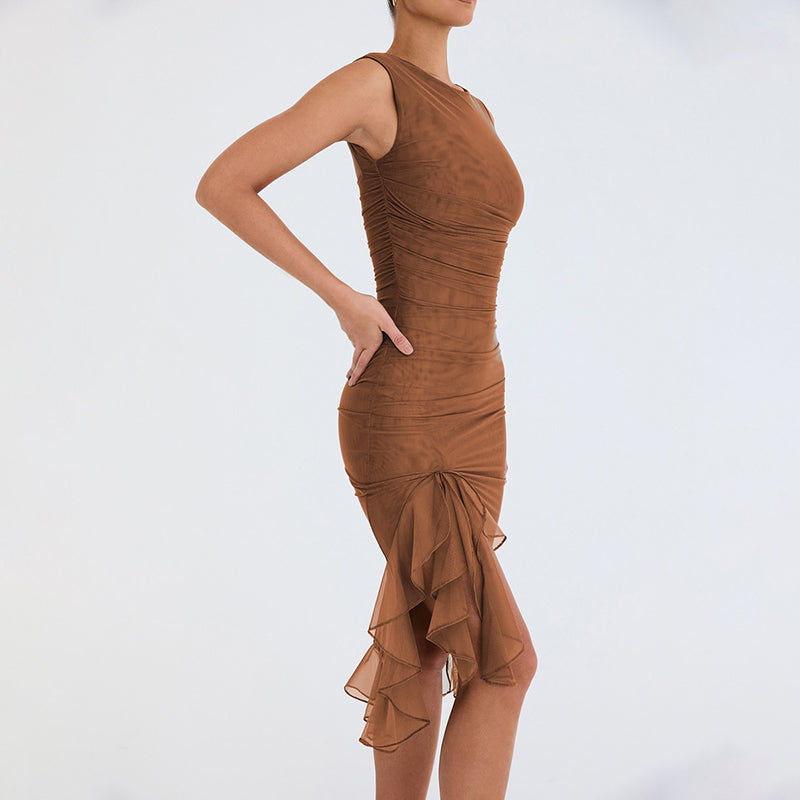 MARIAH - Midi Dress With Ruffles