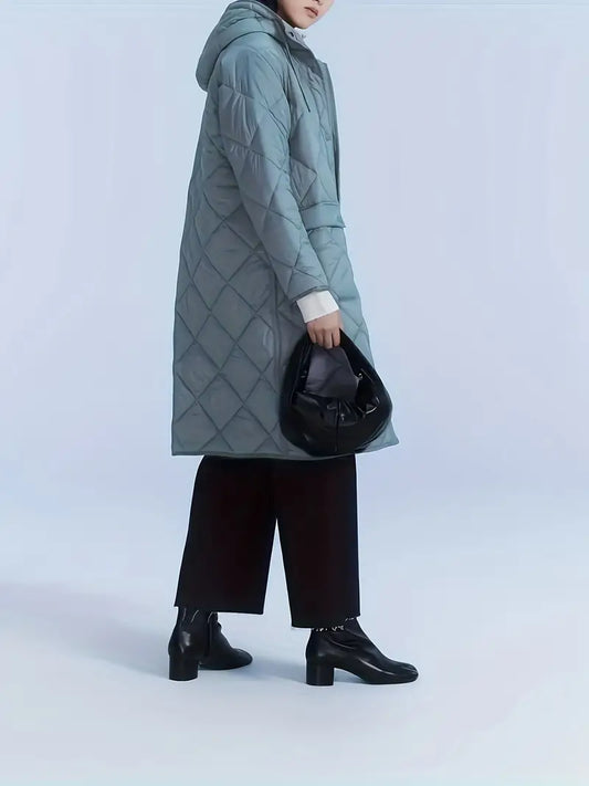 SUNY -  Light Blue Hooded Longline Puffer Coat