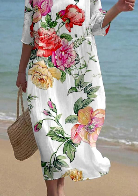 Women's Short Sleeve Floral Pattern Resort Dress