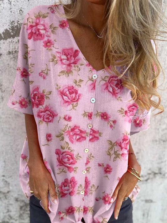 Women's Vintage  Rose Pattern Cardigan Top