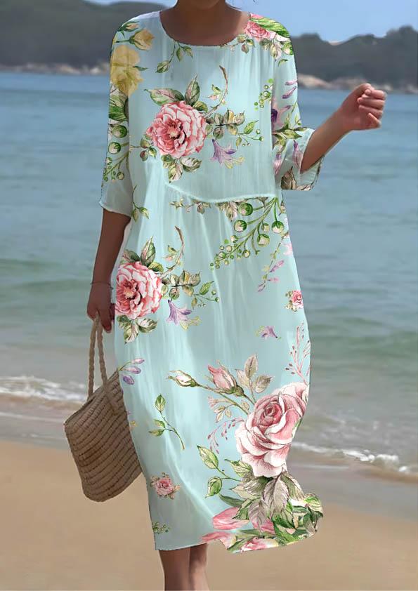 Women's Irregular Floral Pattern Resort Style Dress