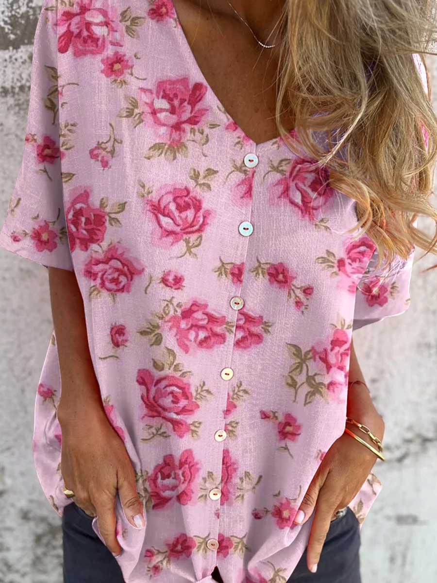 Women's Vintage  Rose Pattern Cardigan Top