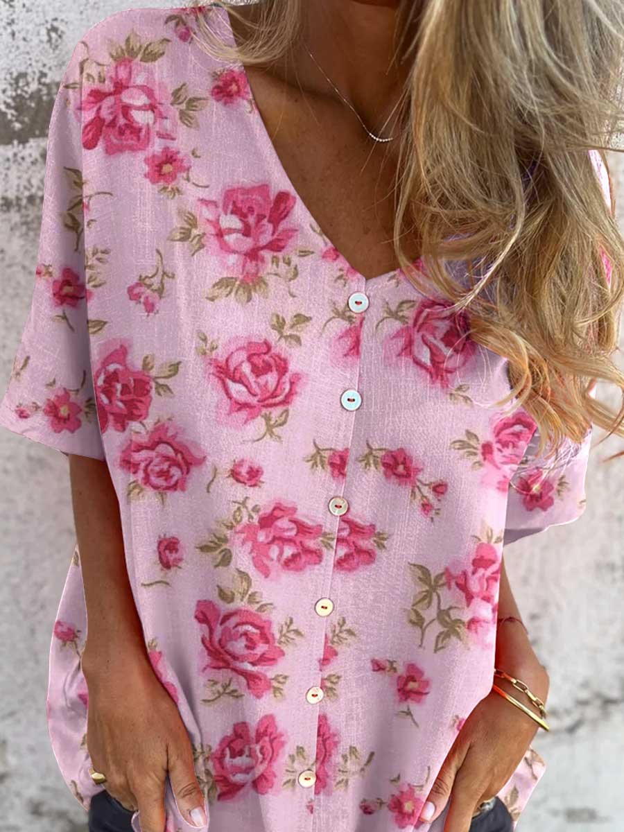 Women's Vintage  Rose Pattern Cardigan Top