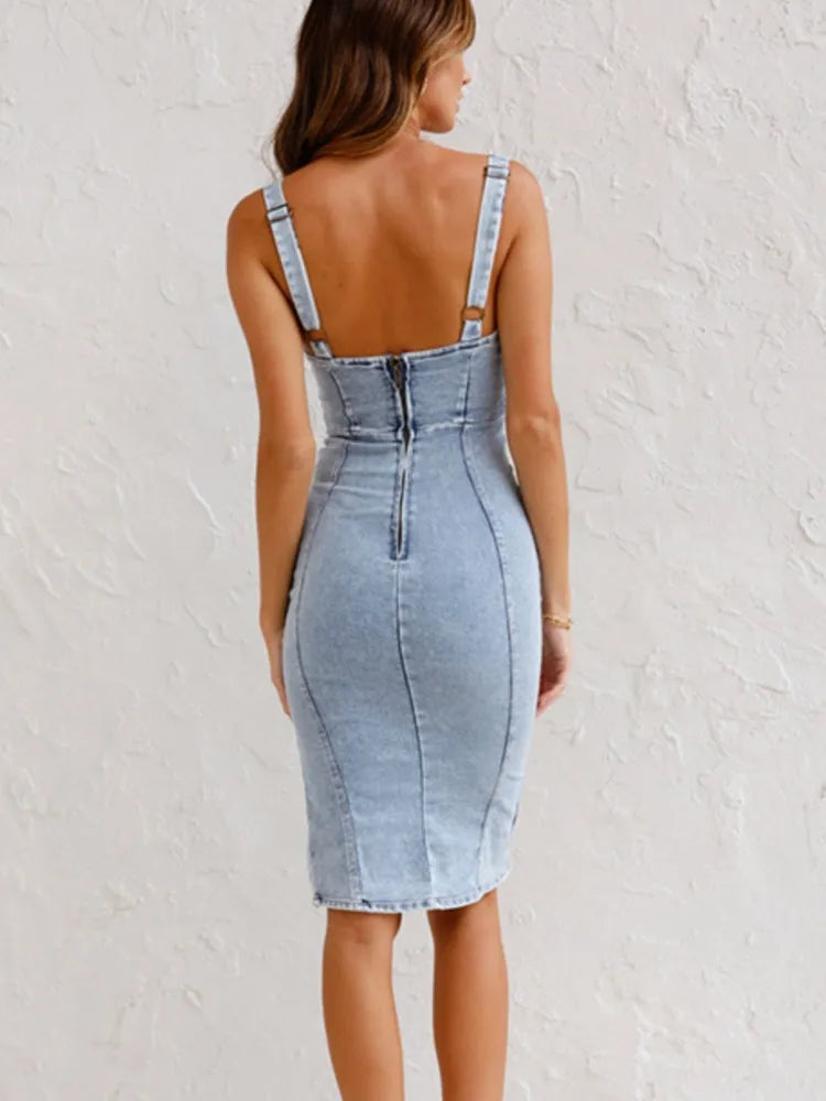 Caelia | Denim dress with adjustable straps